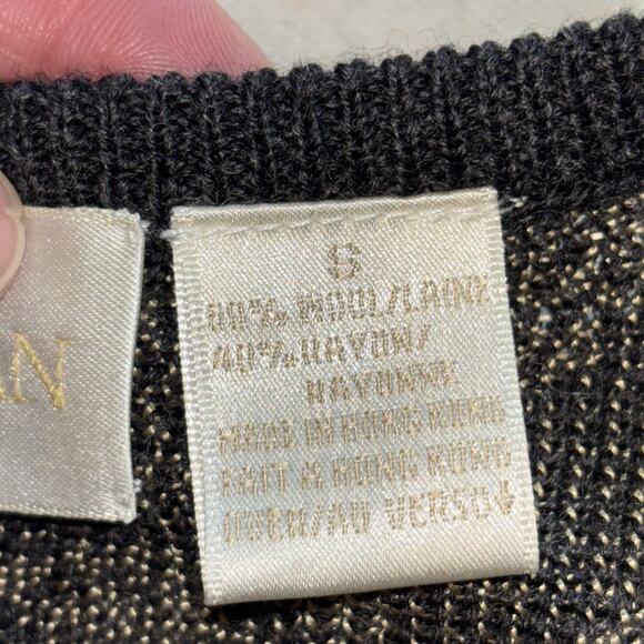 Dana Buchman Small Wool + Rayon Black & Gold Floral Pullover Sweater - Picture 4 of 9